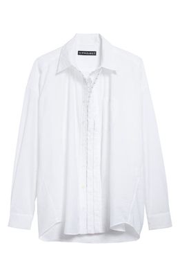 Y/Project Hook & Eye Poplin Button-Up Shirt in White