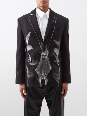 Y/Project - Janty Trompe-l'ail Denim Blazer - Mens - Black
