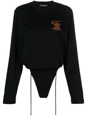 Y/Project logo-embroidered cotton bodysuit - Black