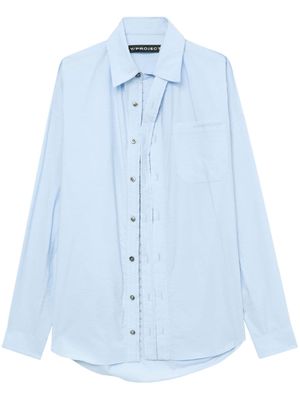 Y/Project logo-embroidered cut-out shirt - Blue