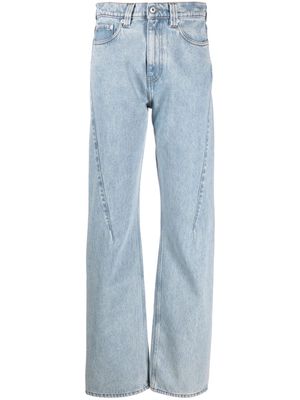 Y/Project logo-embroidered high-rise straight-leg jeans - Blue