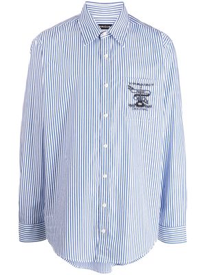 Y/Project logo-embroidered striped cotton shirt - Blue