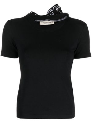Y/Project logo-jacquard triple-collar T-shirt - Black