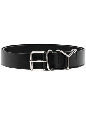 Y/Project logo-lettering leather buckle belt - Black