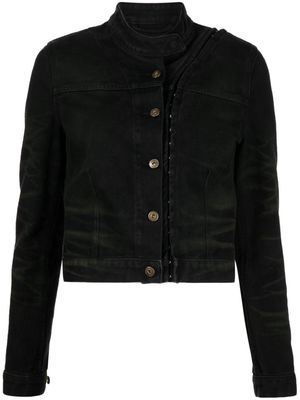 Y/Project logo-patch cotton denim jacket - Black