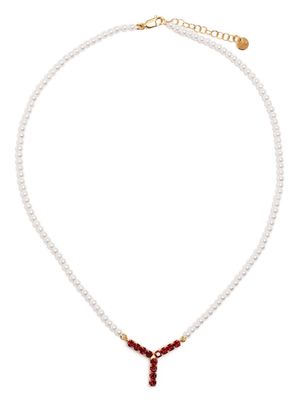 Y/Project logo-pendant embellished necklace - White