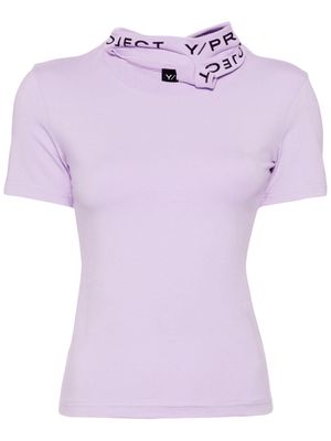 Y/Project logo-print collar jersey T-shirt - Purple