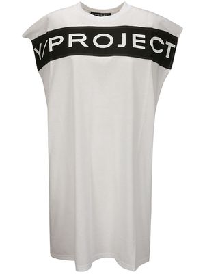 Y/Project logo-print cotton dress - White