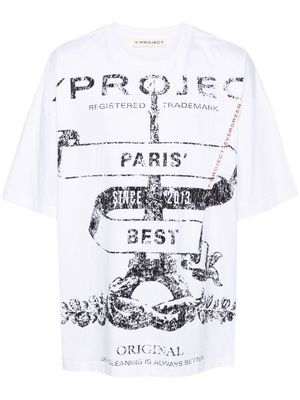 Y/Project logo-printed cotton T-shirt - White