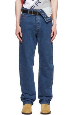 Y/Project Navy Asymmetric Jeans