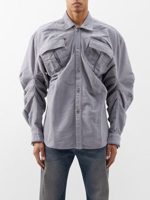 Y/Project - Oversized Cotton-blend Cargo Shirt - Mens - Grey