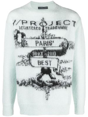 Y/Project Paris' Best logo-jacquard jumper - Blue