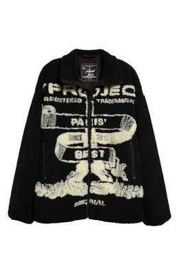 Y/Project Paris Best Oversize Jacquard Fleece Jacket in Black/Off White