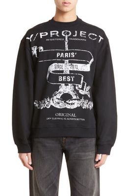 Y/Project Paris' Best Oversize Organic Cotton Crewneck Sweatshirt in Black