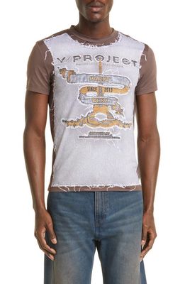 Y/Project Paris' Best Second Skin Graphic T-Shirt in Brown/Ice Blue