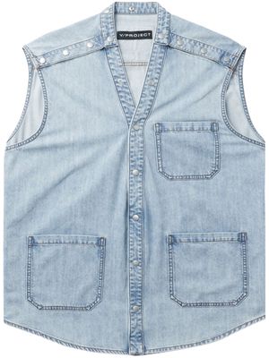 Y/Project patch pocket detailing denim vest - Blue