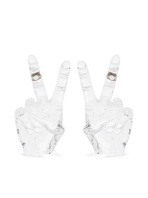 Y/Project Peace hand-shaped transparent earrings - Neutrals