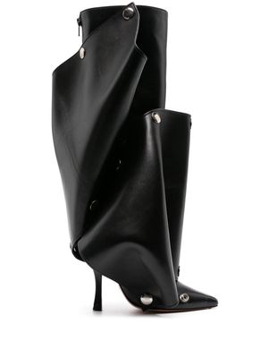 Y/Project press-stud leather knee boots - Black