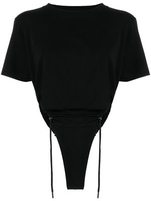 Y/Project ruched asymmetric T-Shirt bodysuit - Black