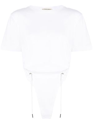 Y/Project ruched asymmetric T-shirt bodysuit - White