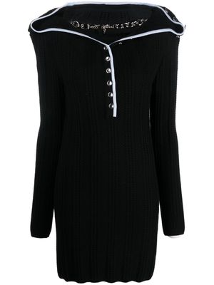Y/Project ruffle-collar merino wool minidress - Black
