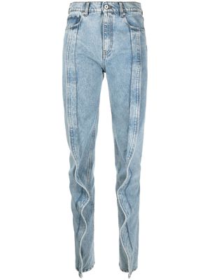 Y/Project Slim Banana ruffle-detail jeans - Blue