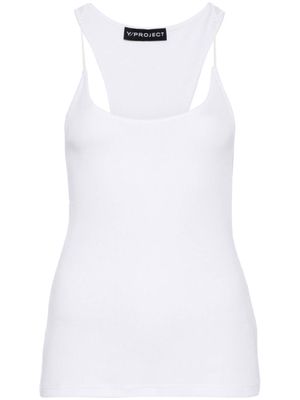 Y/Project transparent-strap ribbed top - White