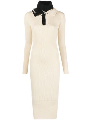 Y/Project triple-collar knitted dress - Neutrals