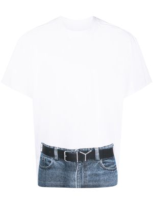 Y/Project Trompe L'Oeil Belt-print T-shirt - White