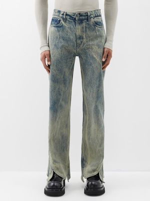 Y/Project - Tudor Acid-wash Straight-leg Jeans - Mens - Blue Beige