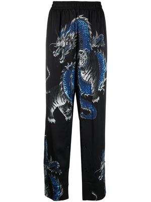 Y/Project wide-leg animal-print trousers - Black