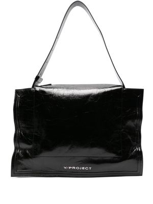 Y/Project Wire patent-finish leather shoulder bag - Black