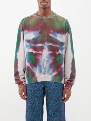 Y/Project - X Jean Paul Gaultier Body Morph-print Sweater - Mens - Green Multi