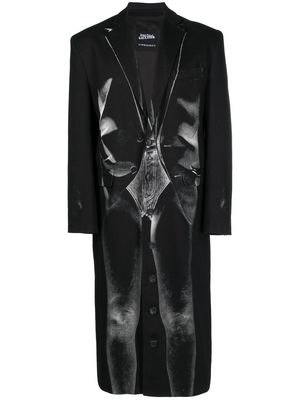 Y/Project x Jean Paul Gaultier Janty trompe l'oeil coat - Black