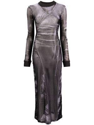 Y/Project x Jean Paul Gaultier trompe l'œil printed mesh midi dress - Black