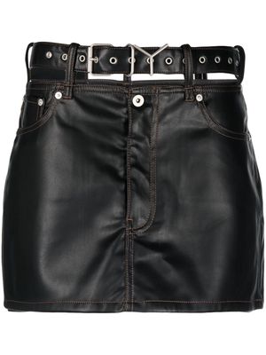 Y/Project Y-belt faux-leather mini skirt - Black