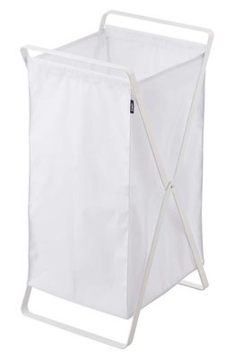 Yamazaki Tower Laundry Hamper in White