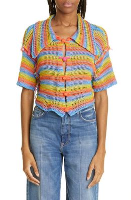 YanYan Float Open Knit Crop Shirt in Rainbow