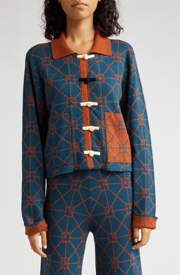 YanYan June Jacquard Organic Cotton Shirt Jacket in Mountain Blue