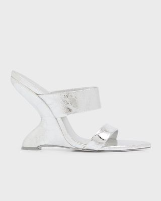 Yara Metallic Wedge Slide Sandals