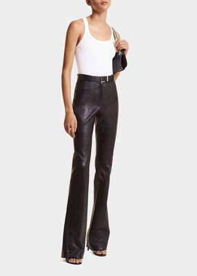 Yasmeen Leather Split Bootleg Trousers