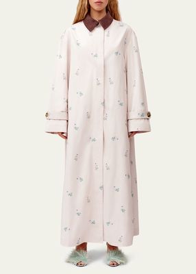 Yason Floral-Print Button-Down Trench Coat