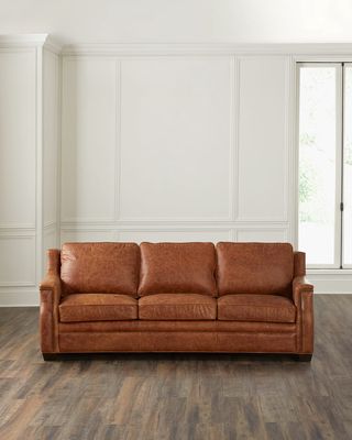 Yates Leather Sofa, 92.5"