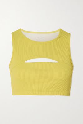 Year of Ours - Cutout Ribbed Stretch-jersey Sports Bra - Yellow