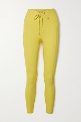 Year of Ours - Football Lace-up Ribbed Stretch-jersey Leggings - Yellow