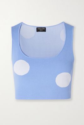 Year of Ours - Melrose Place Cropped Polka-dot Stretch Jacquard-knit Tank - Blue