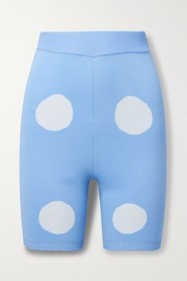 Year of Ours - Sepulveda Polka-dot Stretch-knit Shorts - Blue