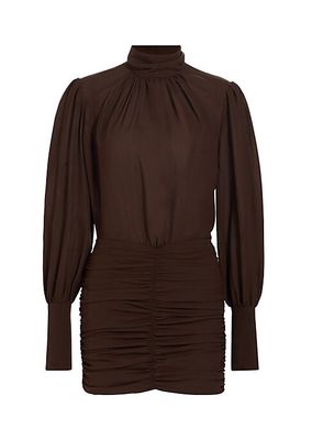 Yebba Ruched Long-Sleeve Minidress