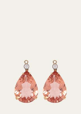 Yellow and Rose Gold and Platinum Earring Enhancers with Morganite and Diamonds