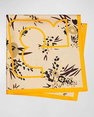 Yellow Drip Bouquet Silk Square Scarf